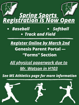 Spring Sports Registration is Now Open!!!
